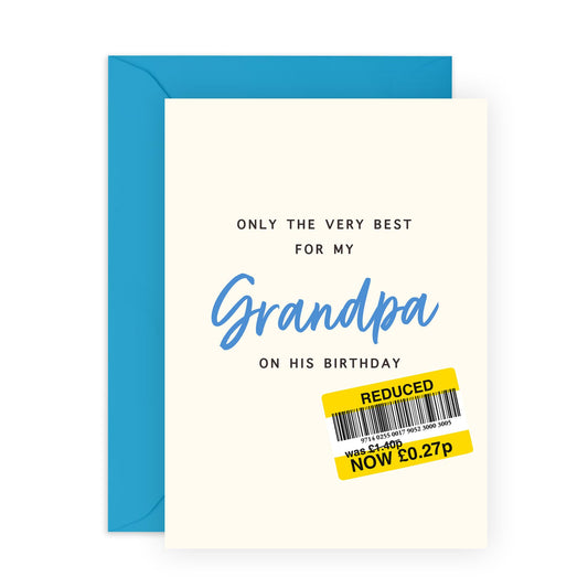 Greeting Card - 'Only the Very Best for My Grandpa' - For Your Grandfather - Ideal for Expressing Love and Appreciation - Perfect for Any Occasion - Comes with Stickers by Central 23