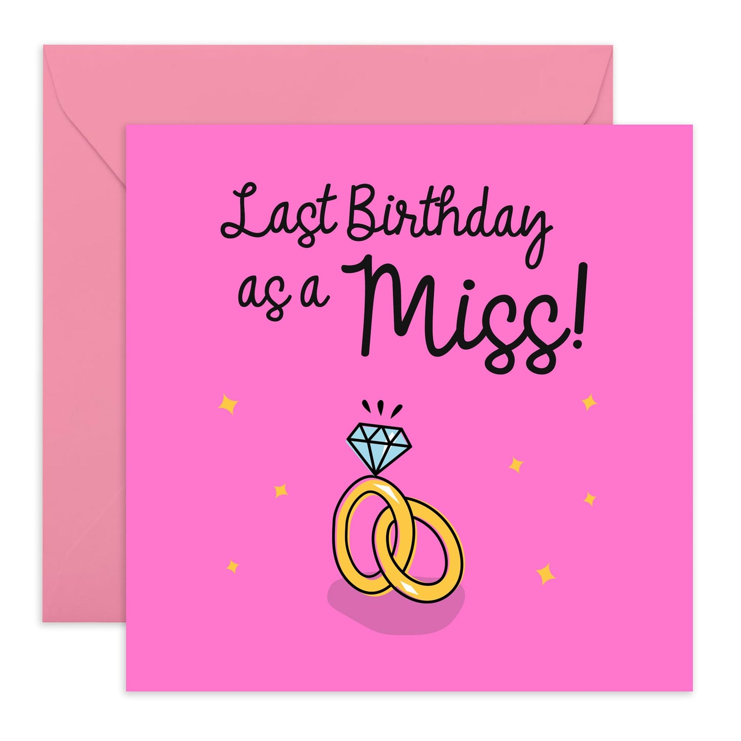 Greeting Card - 'LAST BIRTHDAY AS A MISS' - Ideal for Celebrating a Milestone Birthday Before Tying the Knot - With Touch of Fun and Sentiment to a Special Occasion - Comes with Stickers by Central 23