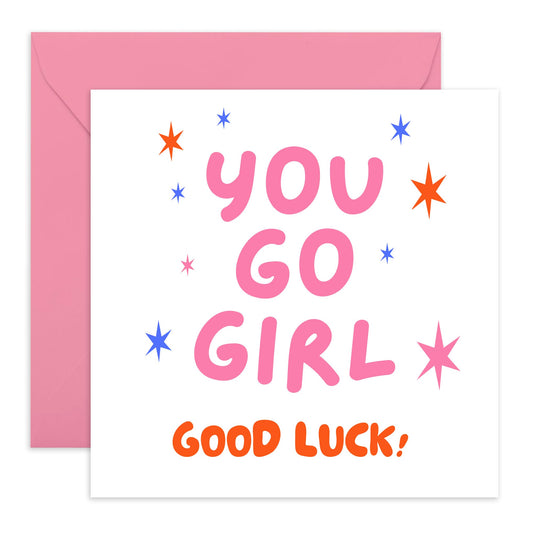 Cheerful Greeting Card - 'YOU GO, GIRL!' - Perfect for Celebrating Achievements with Empowering Vibes - Ideal for Friends Family Besties BFFs Sisters Colleagues Sis - Comes With Stickers By Central 23