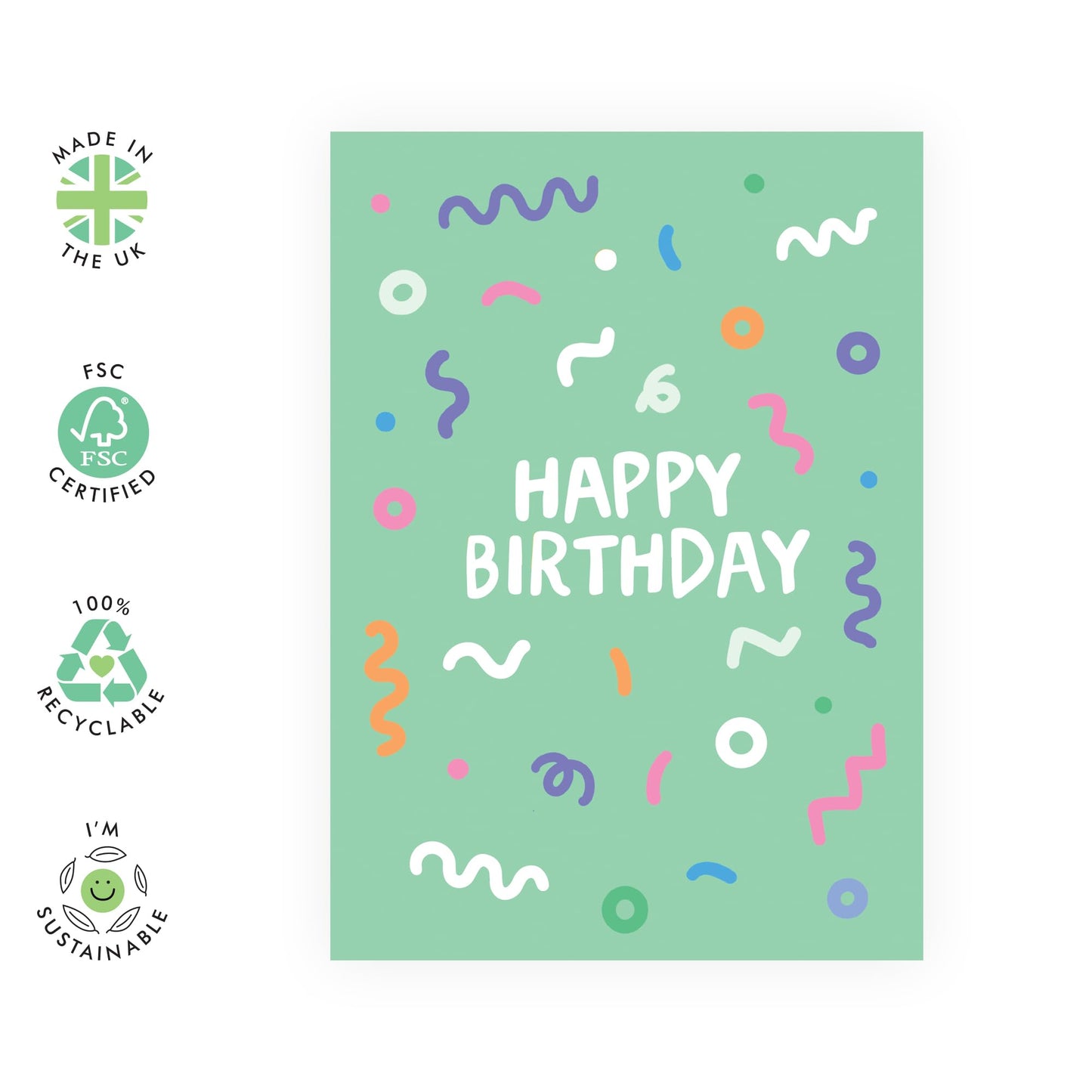 Party Time Birthday Card - 'Confetti Birthday' - Gifts for Co-worker, Colleagues, Best Friends, BFF, Cousin, Her, Him, Bruv, Brother, Bro - Celebrate - Comes with Fun Stickers
