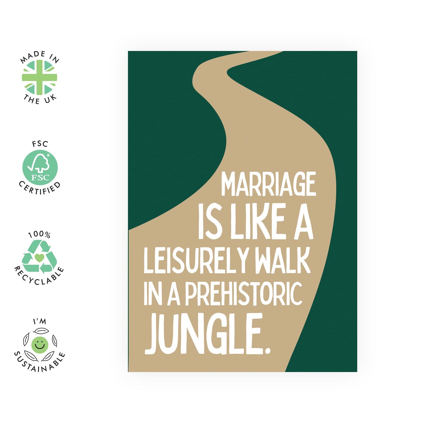 Greeting Card - 'MARRIAGE LEISURELY WALK IN A PREHISTORIC JUNGLE' - Perfect for Celebrating a Unique Journey Together with a Fun Twist & Humor - Ideal for Couples - Comes With Stickers By Central 23