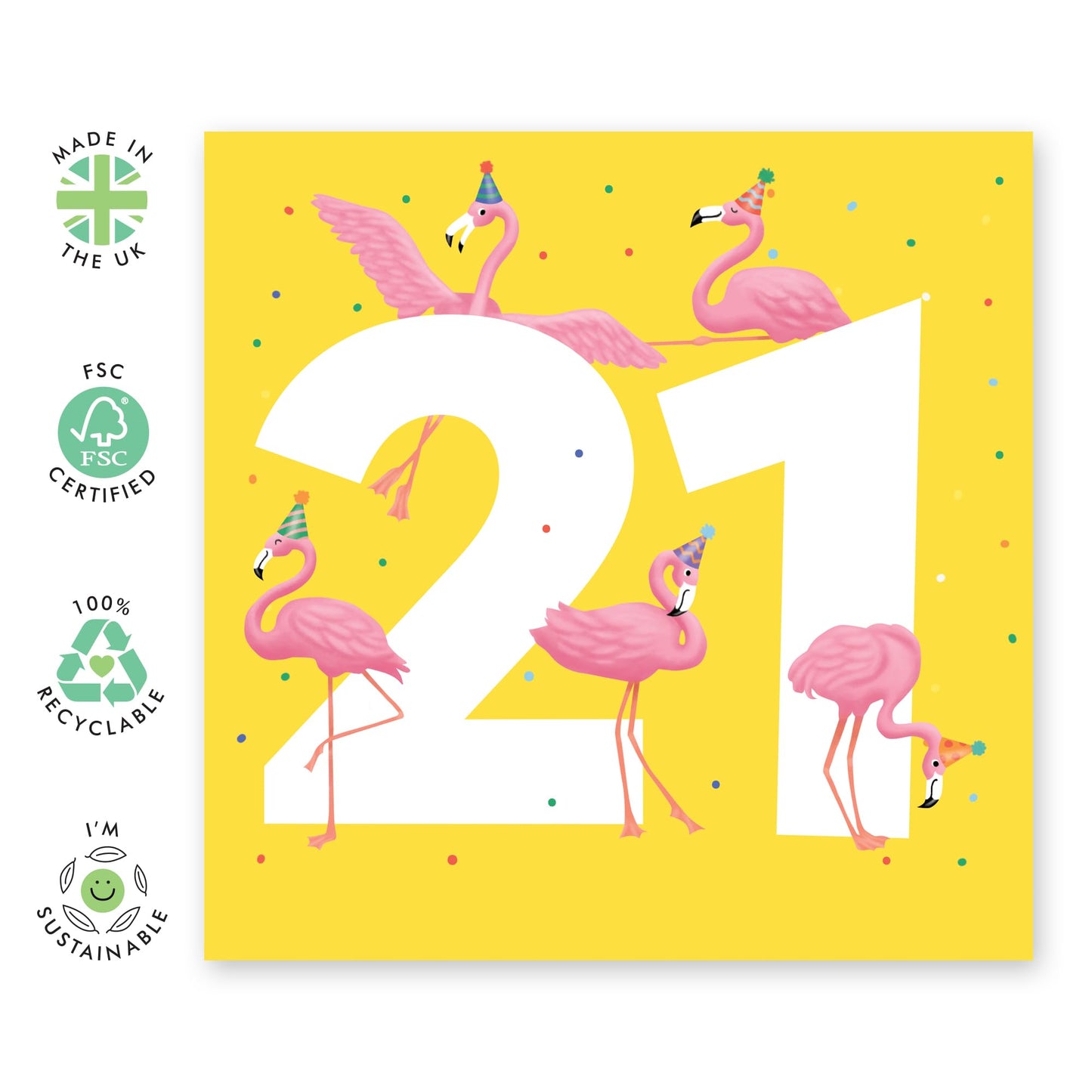 21st Birthday Card For Her - Flamingo Age 21 - Women Sister - Happy Twenty-first Birthday Card - Daughter Niece - From Mum Dad - Women Friends - Comes With Fun Stickers - By Central 23