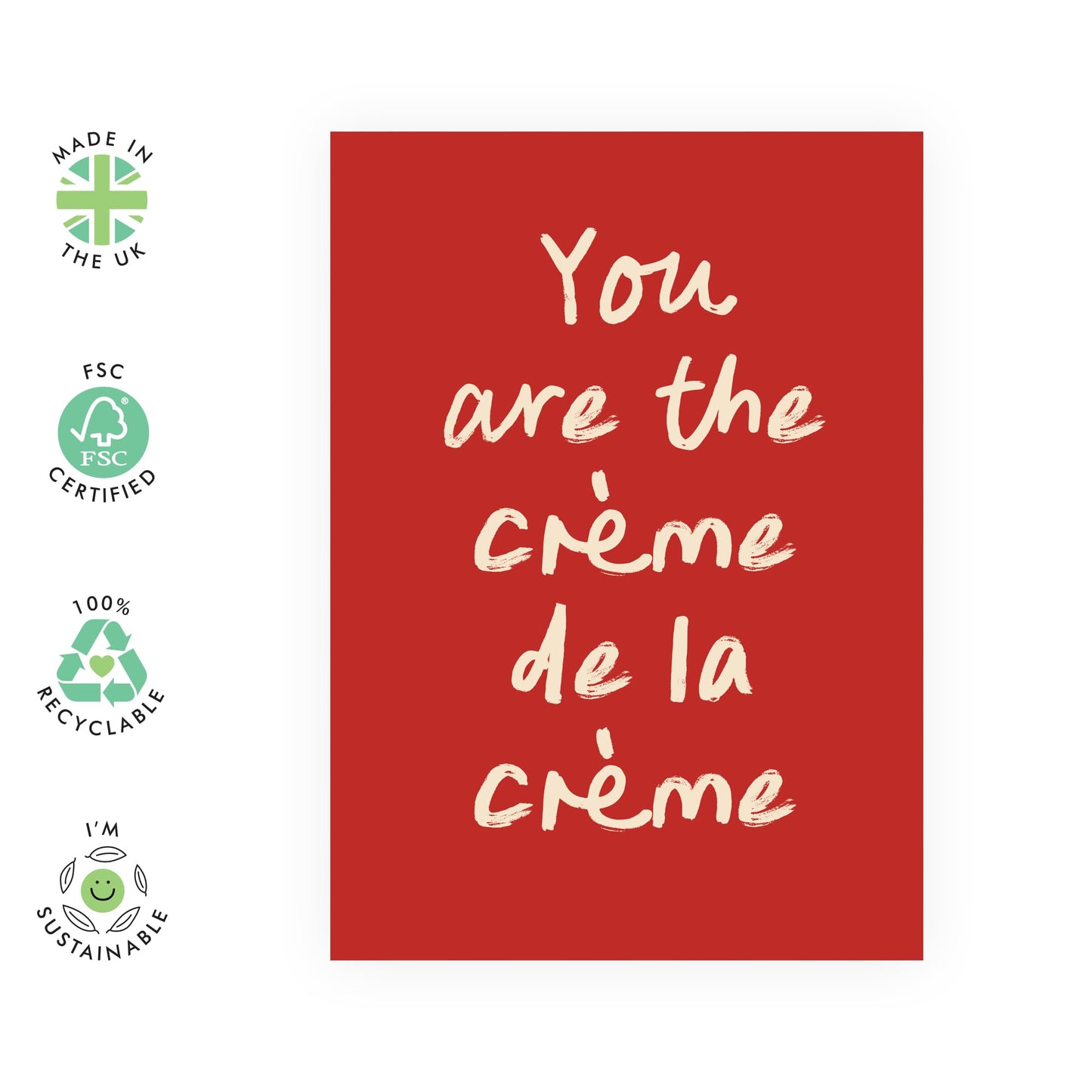 Crème de la Crème Greeting Card – Elegant French-Inspired Love & Appreciation Card - Gifts for Husband, Wife, Spouse, Babe, Partner, Mum, Dad. Mother, Father - Comes with Sweet Stickers