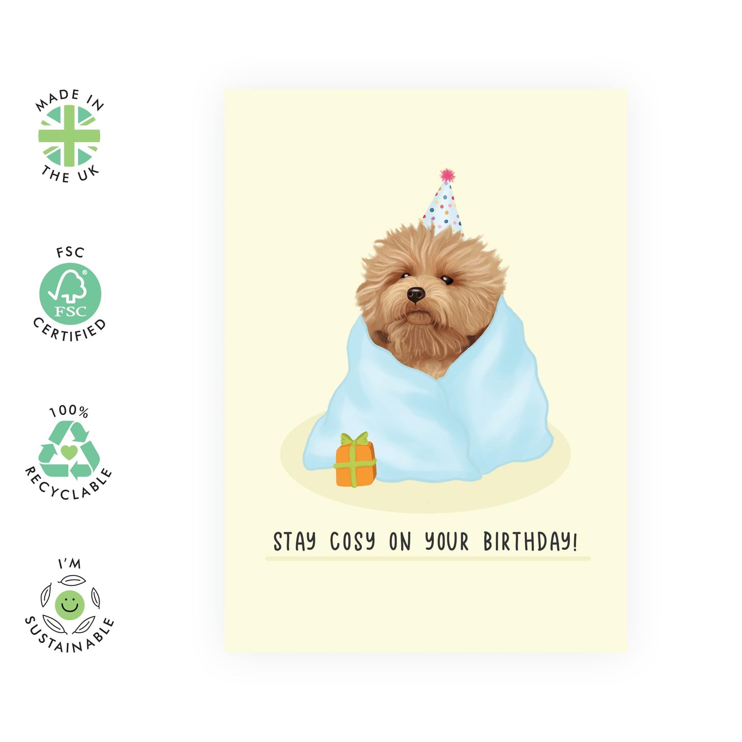 Fur Baby Birthday Card - Cosy Birthday Fluffy Dog - Dog Birthday Cards For Pet Owners - Dog Mum Fur Dad - Puppy - Paw - Gifts For Men Women Him Her - Comes With Stickers - By Central 23