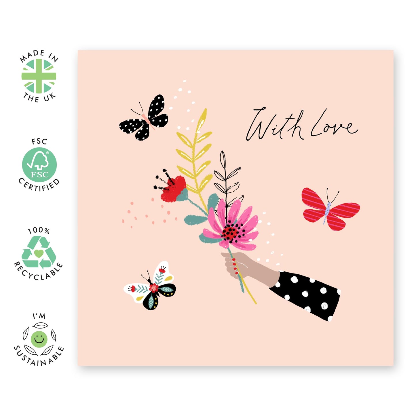 Wife Anniversary Card - With Love Butterflies - Love Cards For Her - Mothers Day Card From Son Daughter - Birthday Card For Women - Valentines Card Girlfriend - Comes With Stickers By Central 23