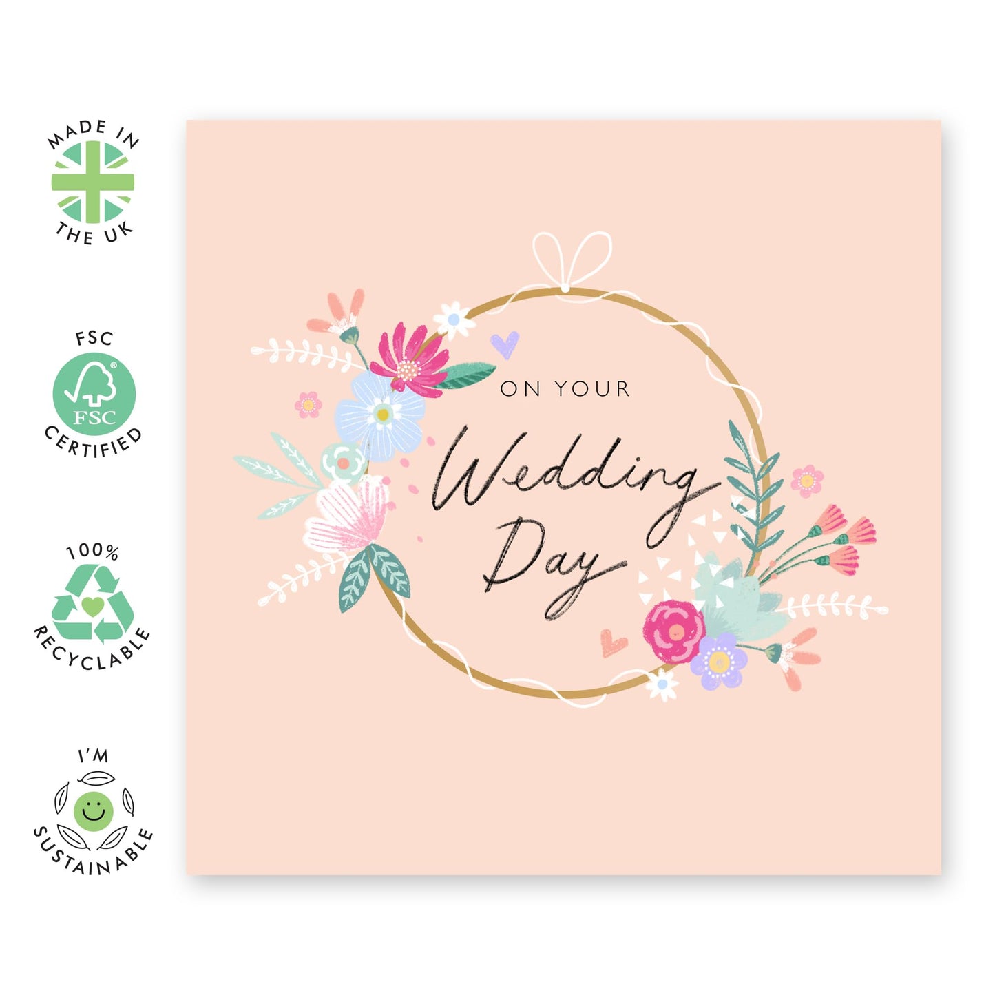 Wedding Cards For Bride And Groom - On Your Wedding Day - Floral Greeting Card - Congratulations Card For Men Women Son Daughter In Law - Best Wishes Gift Him Her - Comes With Stickers By Central 23