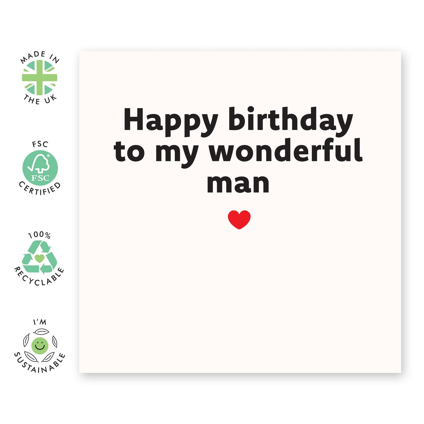 Sweet Birthday Card - 'My Wonderful Man' - Gifts for Husband, Boyfriend, Hubby, Spouse, Partner, Other Half, Darling, Babe, Him - You're Mine - Comes with Fun Stickers