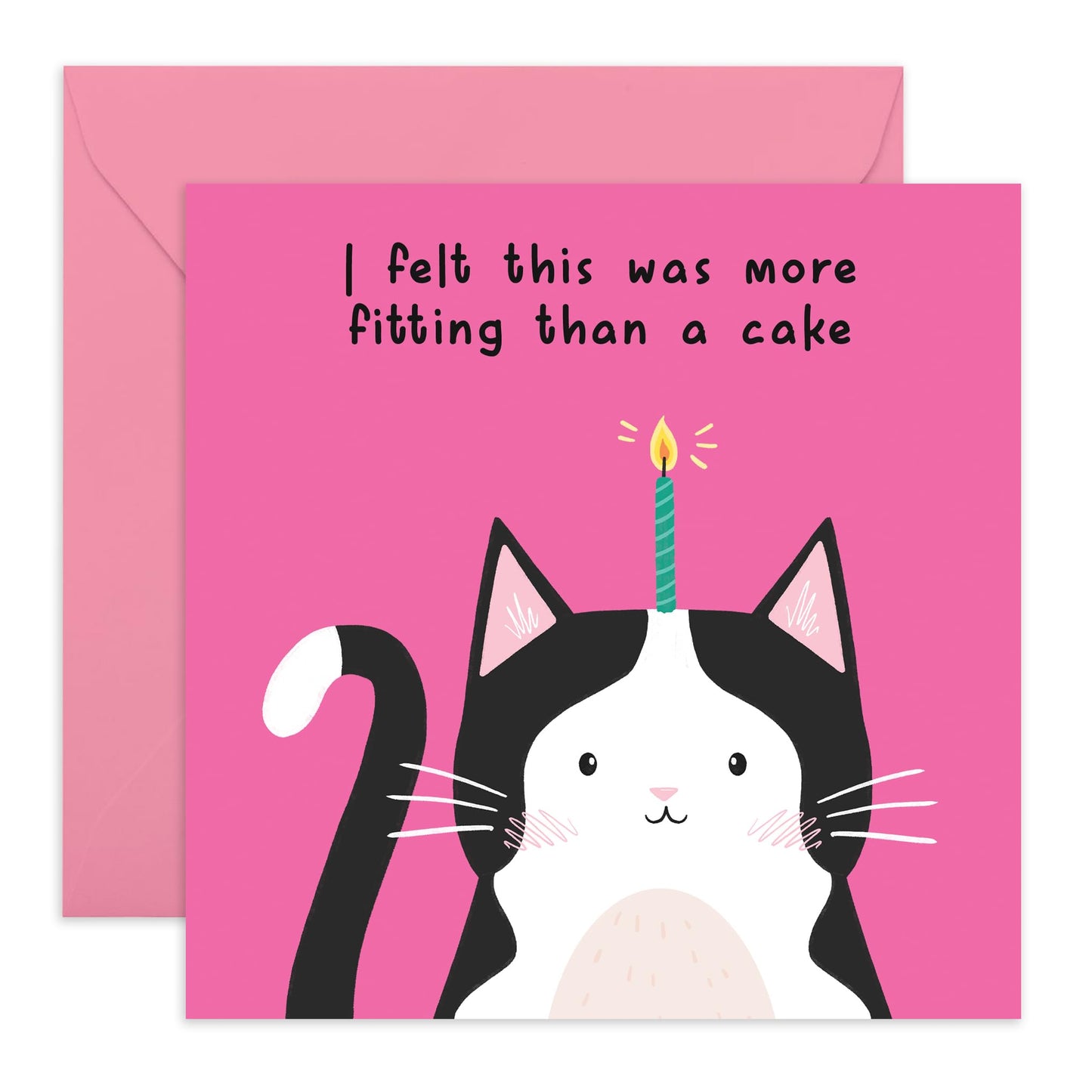 Cat Candle Birthday Card - 'This Was More Fitting Cat' - Gifts for Fur Mums, Best Friends, Sisters, Sis, Girlfriend, Colleagues, Co-worker - Blow The Candle - Comes with Fun Stickers
