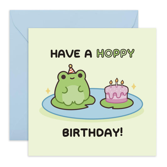 Frog Birthday Cards For Kids Boys Girls - Hoppy Birthday! - Cute Birthday Cards For Son Daughter Niece Nephew Grandson - Animal Puns - Gifts For Him Her - Comes With Fun Stickers By Central 23