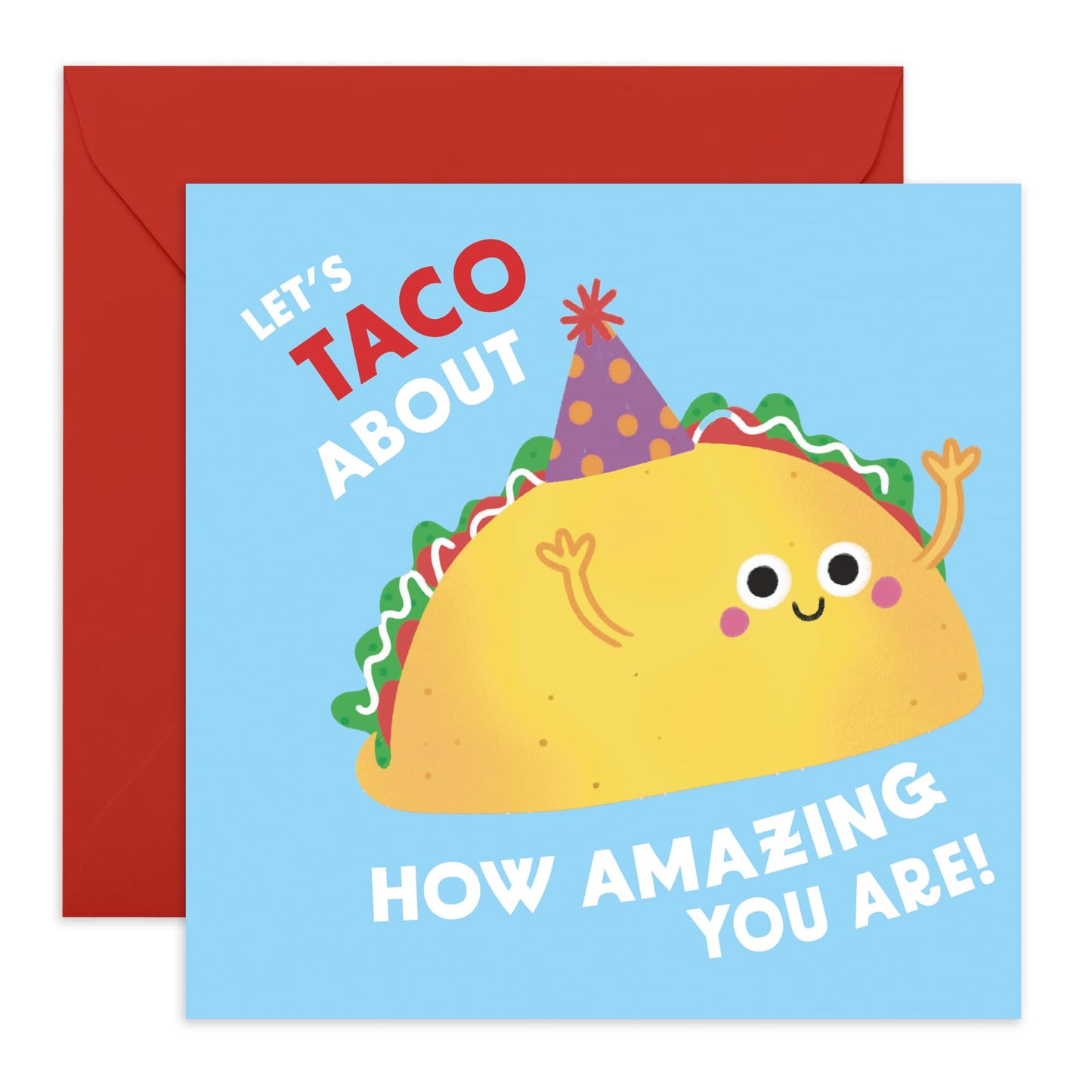 Happy Birthday Card Her Him - Lets Taco About How Amazing You Are - Birthday Greeting Card Kids - Cute Greeting Cards For Nephew Niece - Gifts From Mum Dad - Comes With Fun Stickers - By Central 23