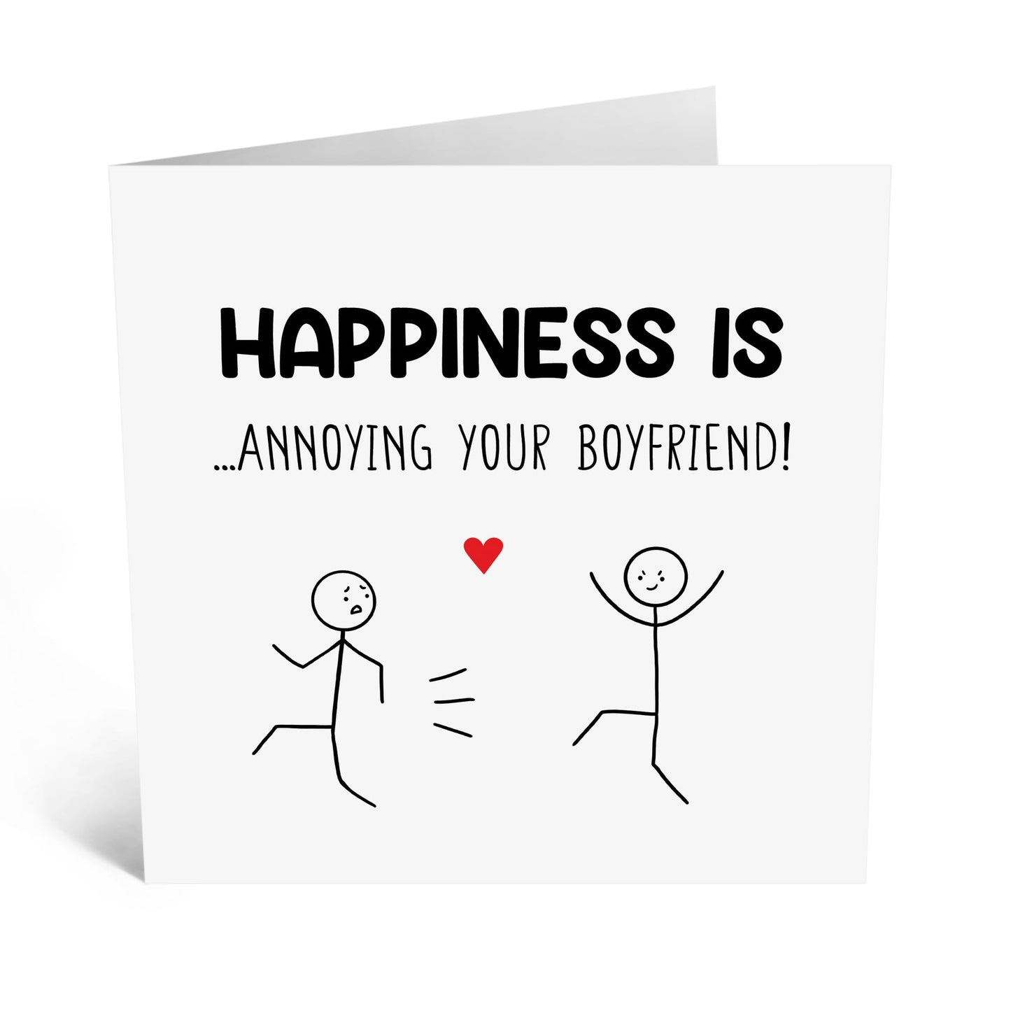 Greeting Card - 'HAPPINESS IS ANNOYING BOYFRIEND - Perfect for Celebrating Your Playful & Loving Relationship - Ideal for Adding a Touch of Humor to His Special Day - Comes With Stickers By Central 23