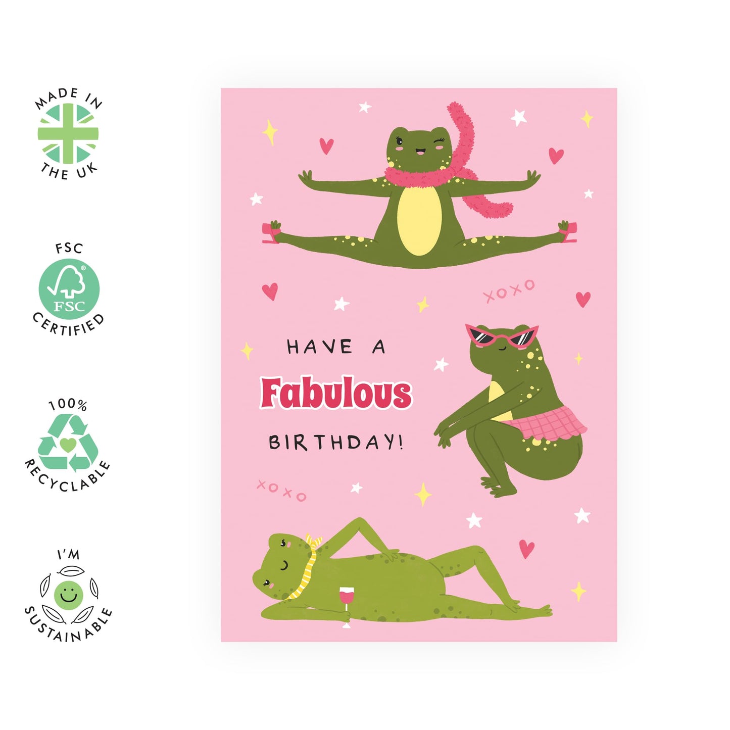 Fabulous Frog Birthday Card - "Have a Fabulous Birthday!" - Fun and Whimsical Gift for Sister, Besties, Friends, BFF, Girlfriend, Colleagues, Coworker, Her, In Law - Comes with Fun Stickers