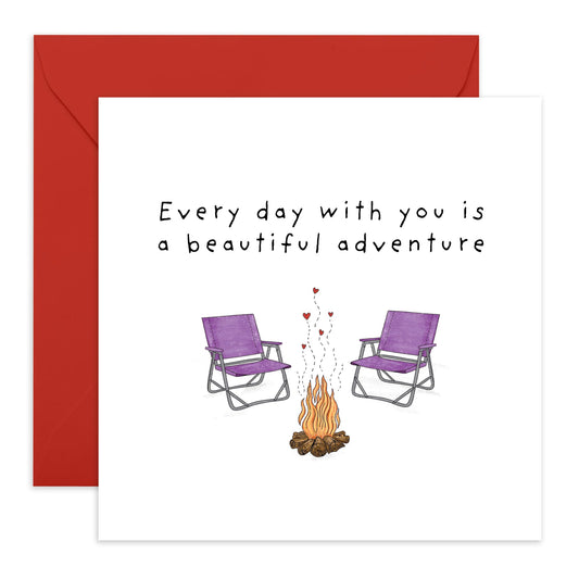 Boyfriend Birthday Card - Every Day With You Is A Beautiful Adventure - Happy Anniversary Card For Husband Wife Partner - I Love You Gifts - Valentines Day Cards - Comes With Stickers By Central 23