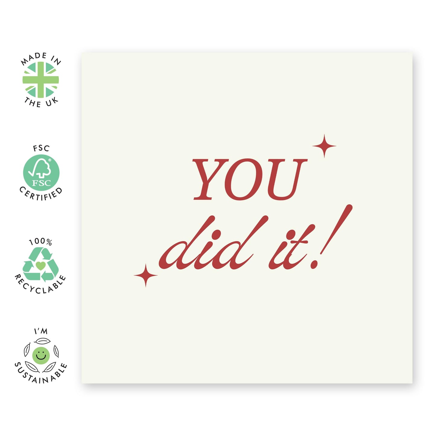 Congratulations Card - 'You Did It' - Gifts for Colleagues, Co-workers, Son, Daughter, Niece, Nephew, Family, Relatives, Students - Good Job - Comes with Fun Stickers