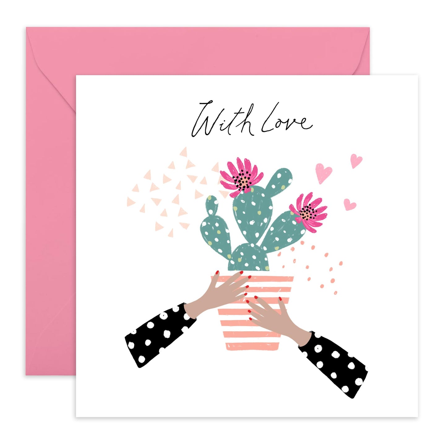 Valentines Card Girlfriend - With Love Cactus - Mothers Day Card From Son Daughter - Wife Anniversary Card - Birthday Card For Women - Love Cards For Her - Comes With Stickers By Central 23