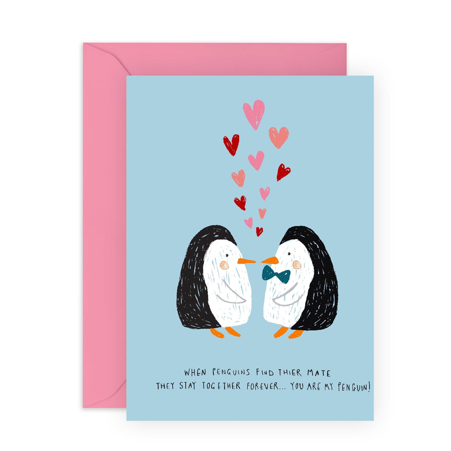 Husband Anniversary Card From Wife - Penguin Soul Mates - Romantic Valentines Day Card For Him Her - Sweet I Love You Presents For Boyfriend - Comes With Stickers By Central 23