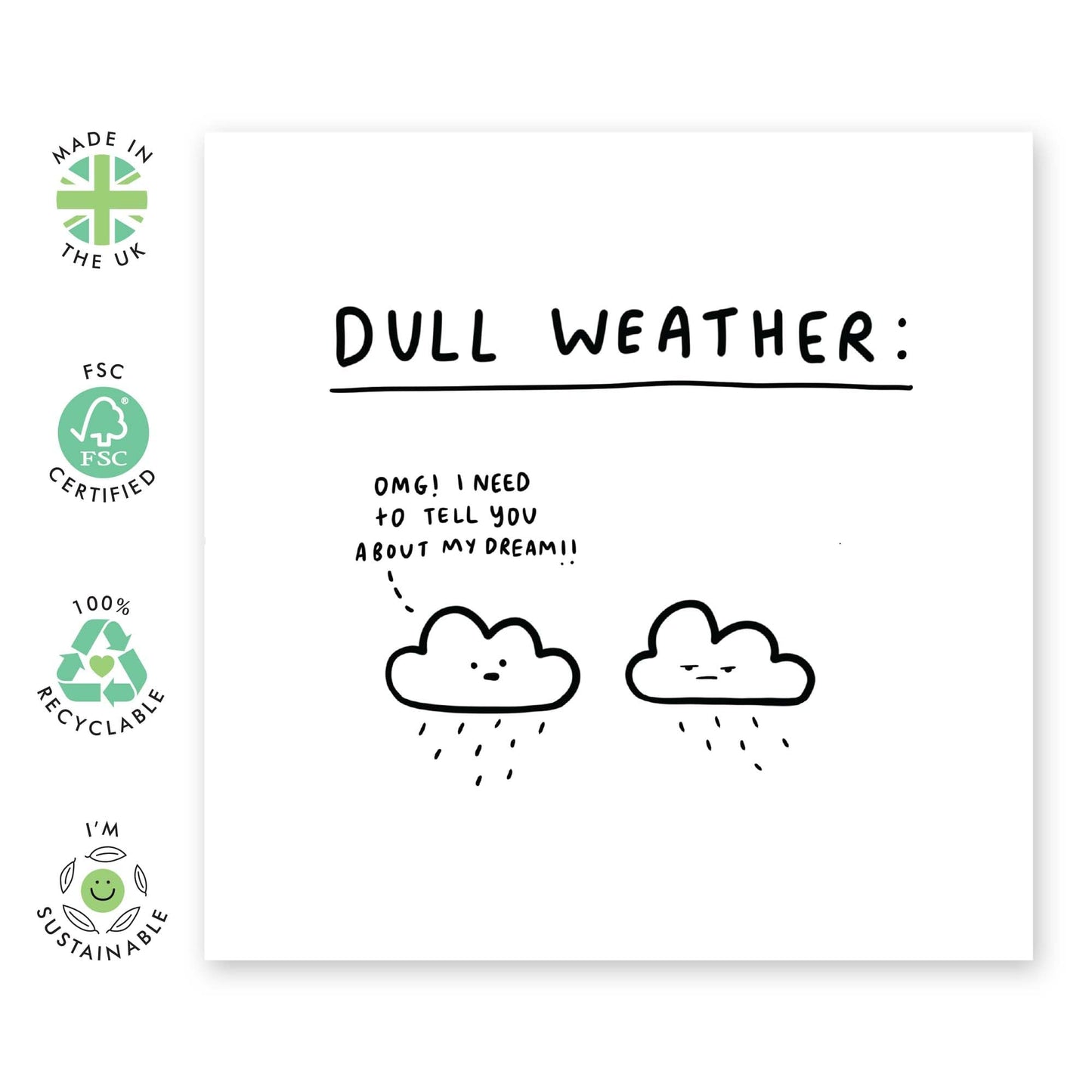 Happy Birthday Cards For Men Women - Dull Weather - Friends Birthday Card - Funny Birthday Card For Sister Niece Cousin - Humour Greeting Cards For Him Her - Comes With Stickers - By Central 23