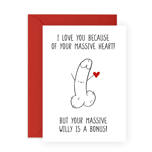 Greeting Card - 'MASSIVE WILLY BONUS' - Perfect for Celebrating with a Fun and Playful Twist - Ideal for Adding Humor and Excitement to Special Occasions For Him - Comes With Stickers By Central 23