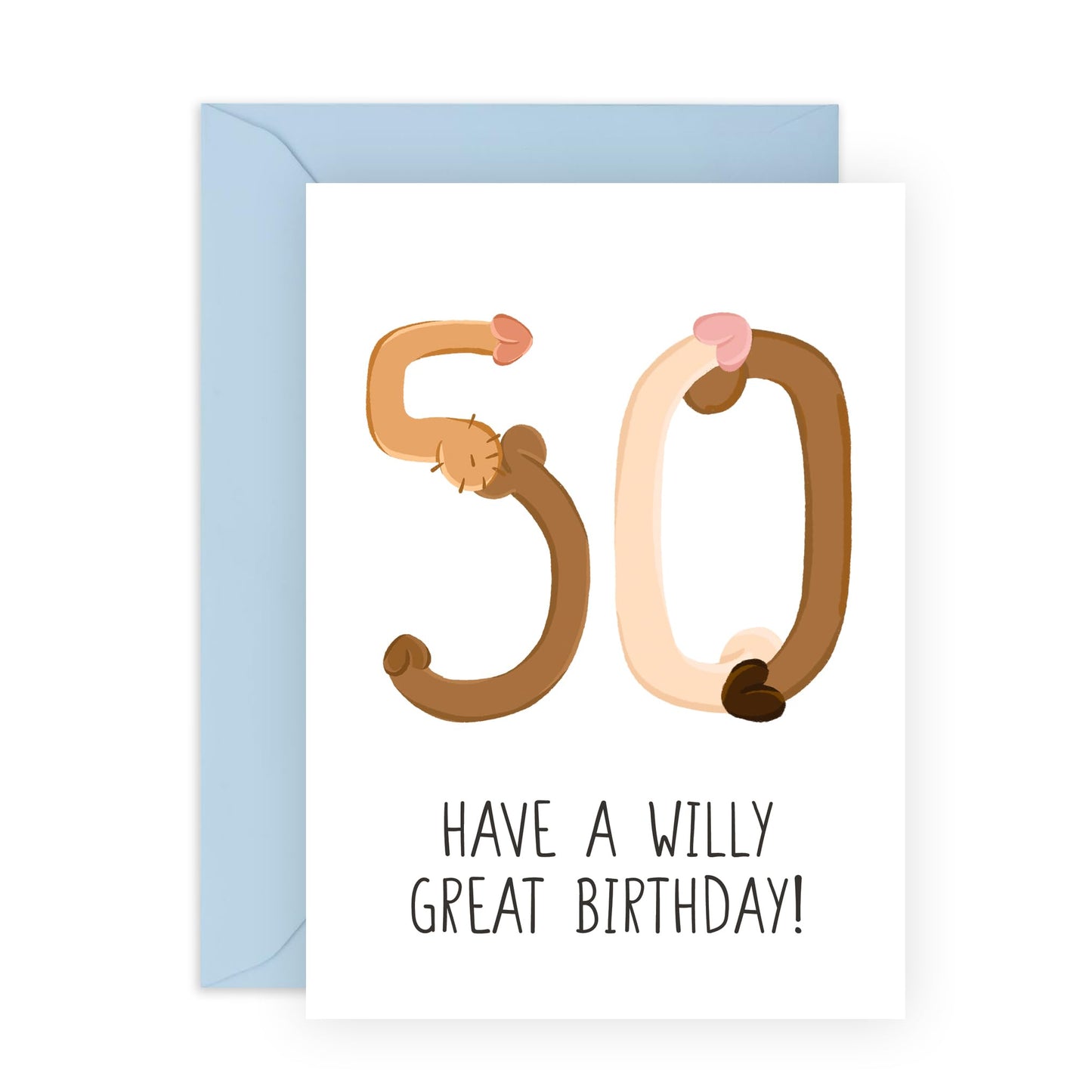 Naughty 50th Birthday Card For Mum Or Dad - W*lly Great Birthday - Fifty 50 Year Old - Funny Greeting Cards For Men Women - For Husband Wife - Gifts For Him Her - Comes With Stickers - By Central 23