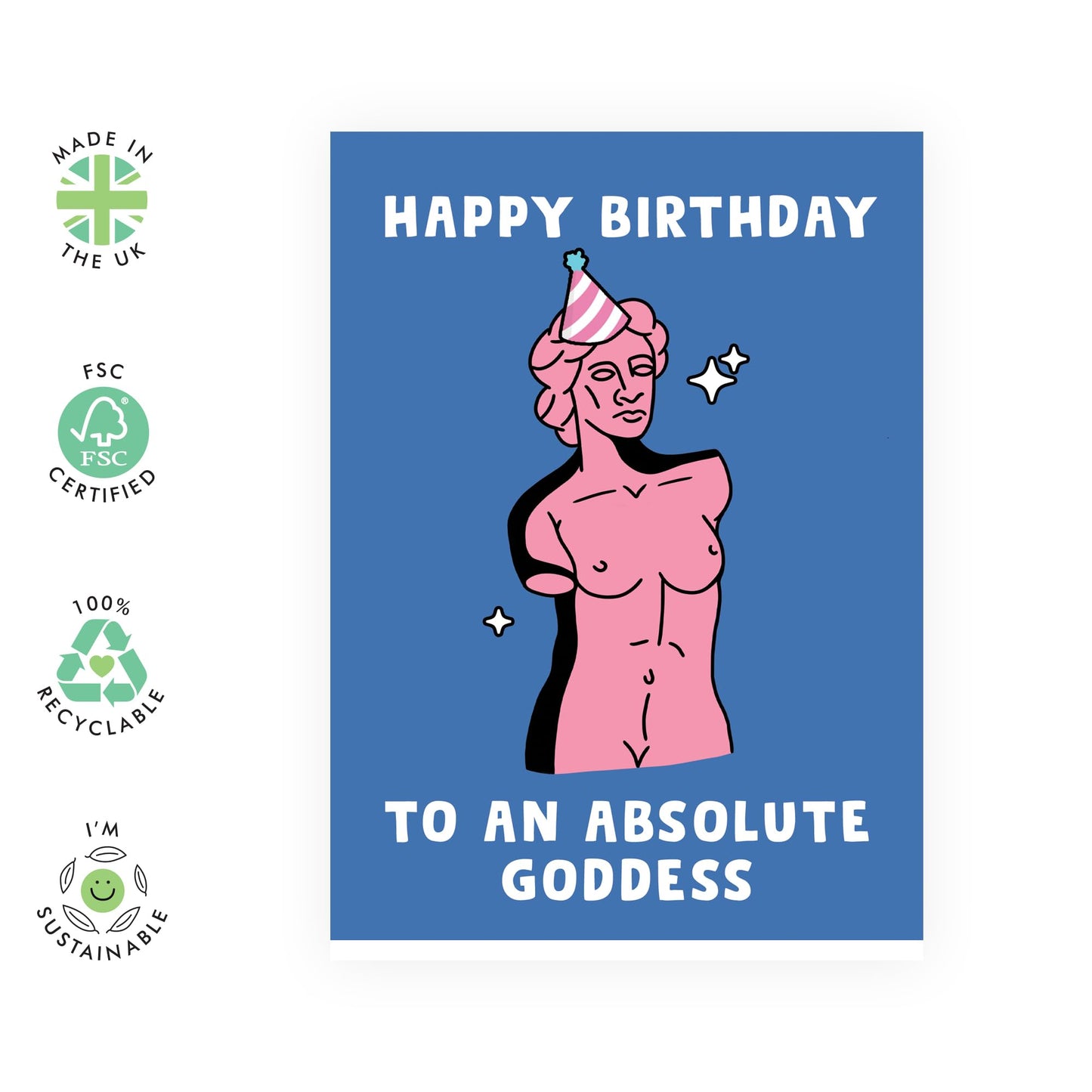 Happy Birthday Card For Women - To An Absolute Goddess - Funny Birthday Cards For Her - Gifts For Mum Friend Wife Girlfriend - Blank Inside - Comes With Stickers - By Central 23