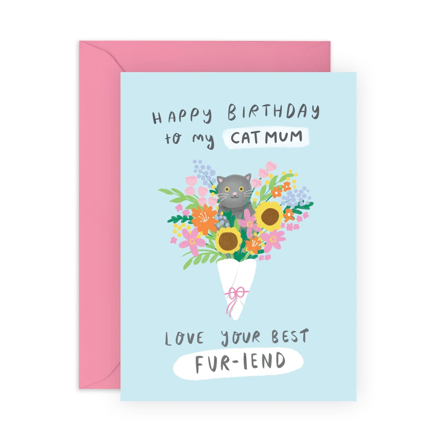 Cat Mum Card - Cat Birthday Card For Women - Happy Birthday Card And Envelope For Her - Gifts For Fur Parents Pet Owners Cat Lady - Kitty Kitten - Comes With Cute Stickers By Central 23