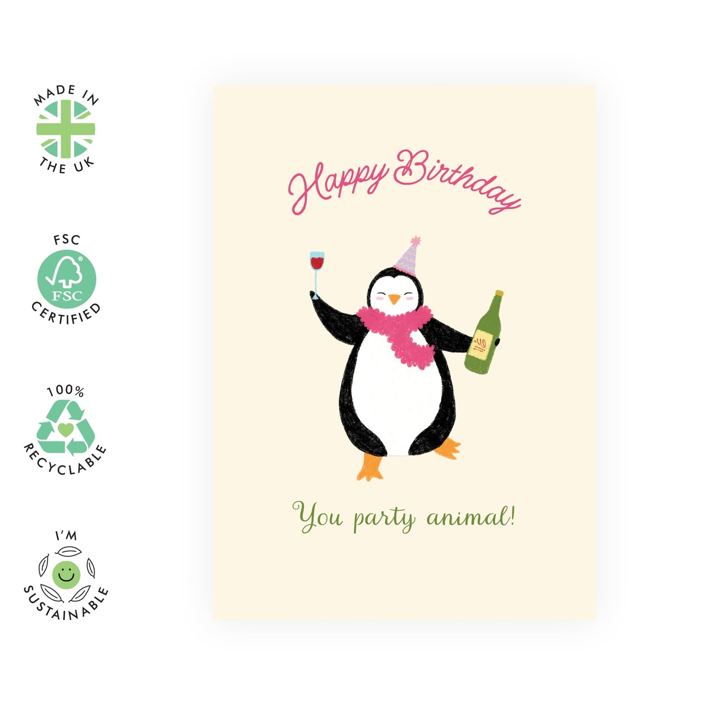 Birthday Cards For Friends Women - Funny Penguin Party Animal - Happy Birthday Card For Her Him - Witty Gifts For Mom Dad Daughter Sister Best Friends - Comes With Cute Stickers By Central 23