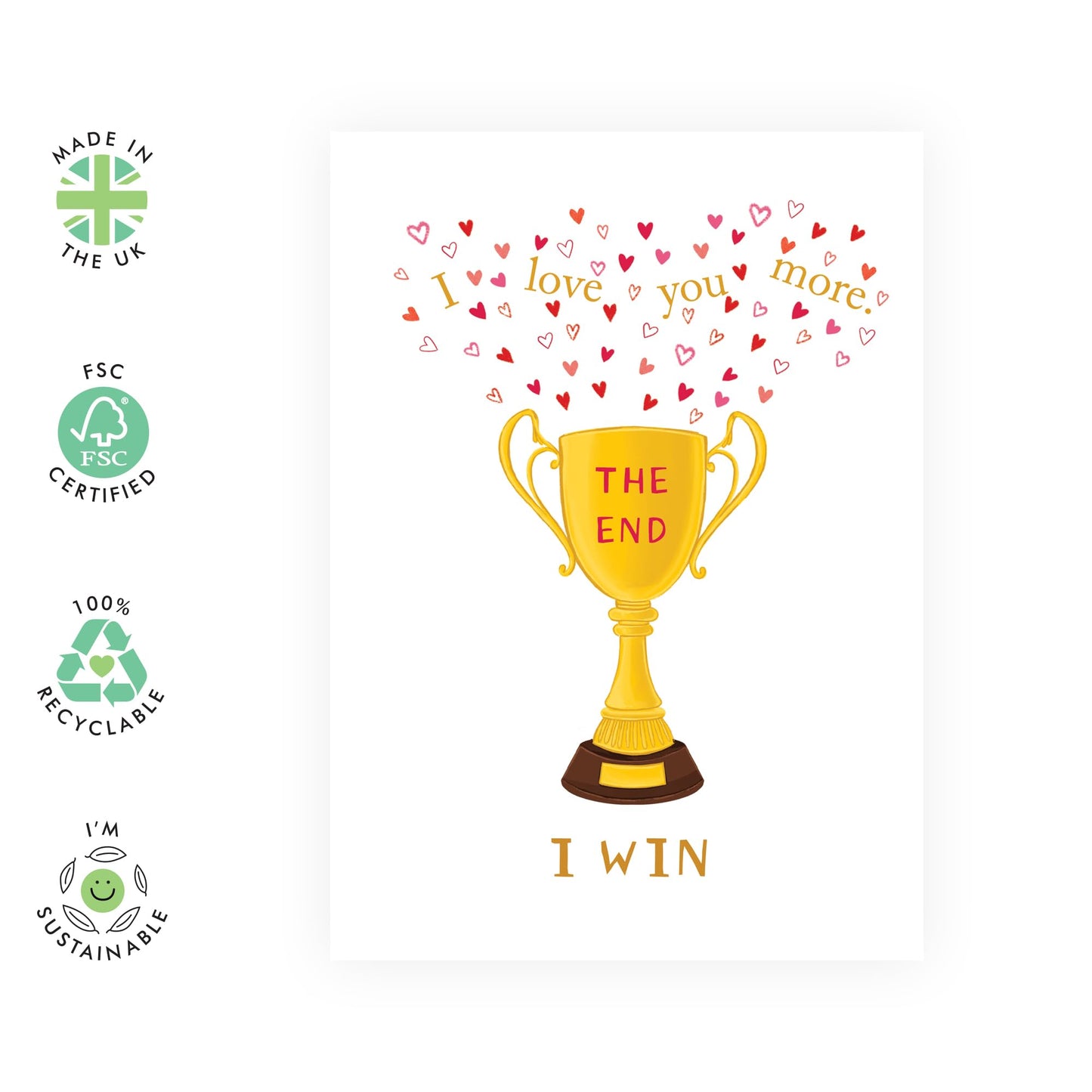 Cute I Love You Card - 'I Win Trophy' - Gifts for Husband, Wife, Girlfriend, Boyfriend, Married Couples, His, Her - Love Wins - Comes with Fun Stickers