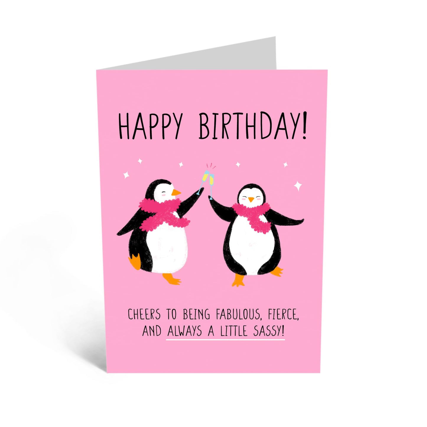 Birthday Greeting Card - 'BIRTHDAY SASSY PENGUINS' - Perfect for Adding a Fun Twist to Any Birthday - Ideal for Penguin Lovers, Sassy Friends, BFFs, Besties, - Comes with Stickers By Central 23