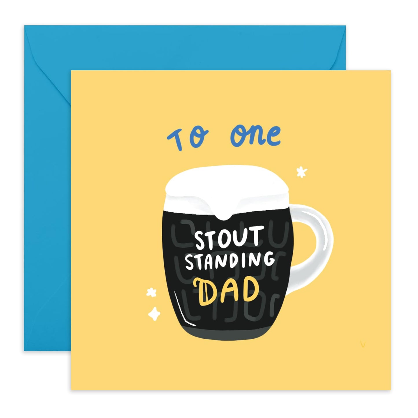 Funny Birthday Cards For Dad - One STOUT-standing Dad - Father's Day Card For Dad Cheeky Hilarious Jokes Pun Humour - Gifts For Men Fathers Pop Daddy - Comes With Fun Stickers By Central 23