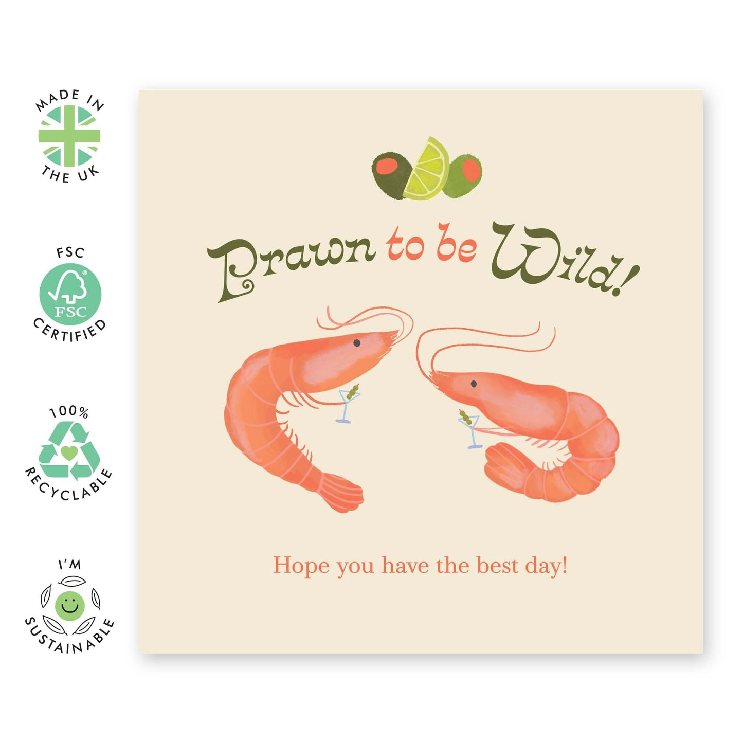 Happy Birthday Card For Men Women - Prawn To Be Wild - Pun Humour - Funny Birthday Cards For Brother Sister Mum Dad Cousin - Friends Birthday Card - Comes With Stickers - By Central 23