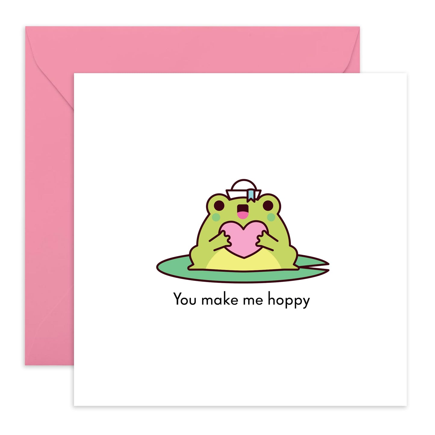 Sweet Love Card Frog - 'You Make Me Hoppy' - Gifts for Him, Her, Wife, Husband, Girlfriend, Boyfriend, Spouse - Source of Happiness - Comes with Fun Stickers