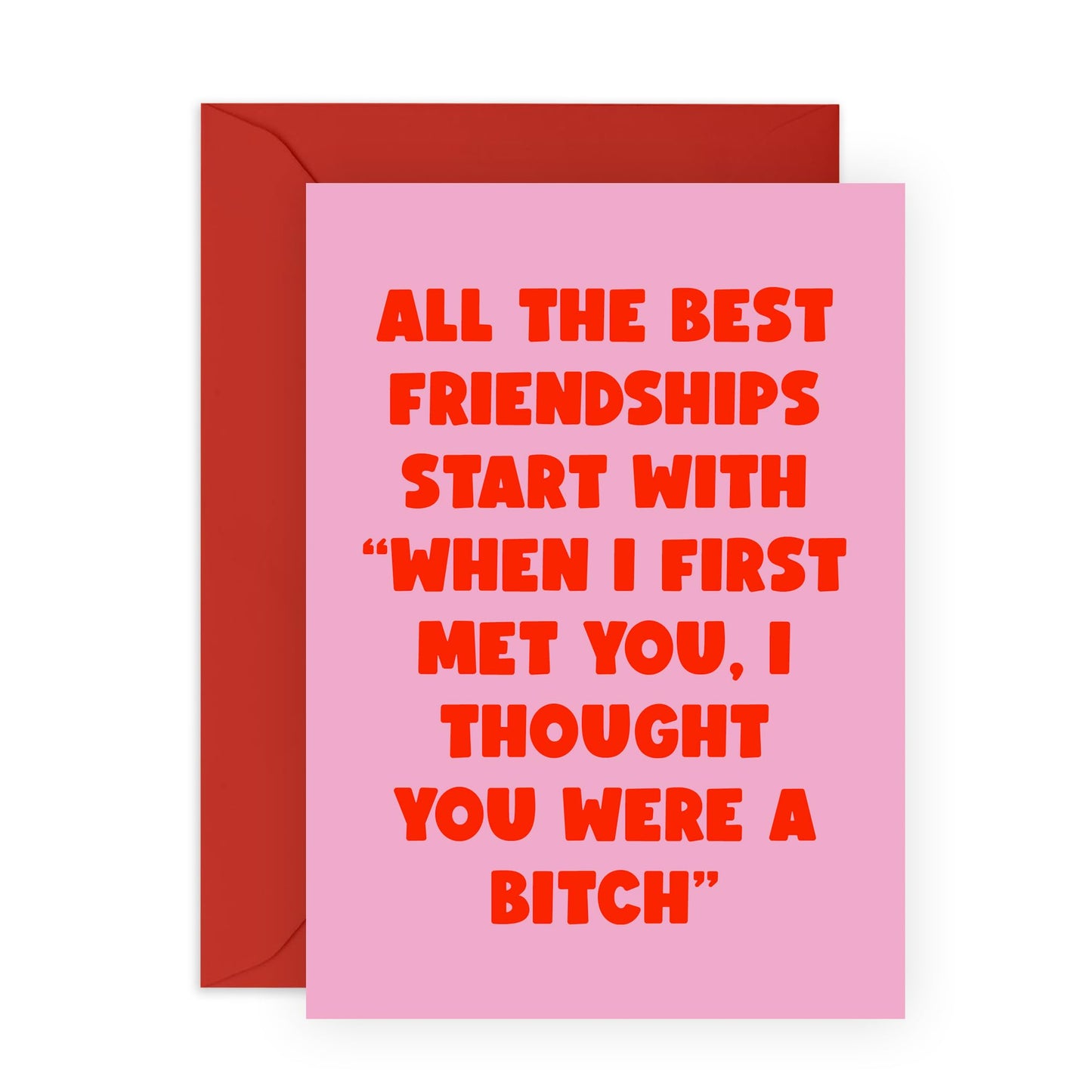 Best Friend Birthday Card - I Thought You Were A Bitch_pink And Red - Cheeky Greeting Cards For Her Girls - Bestie Birthday Card Bff - Fierce Fabulous Friends - Comes With Stickers By Central 23