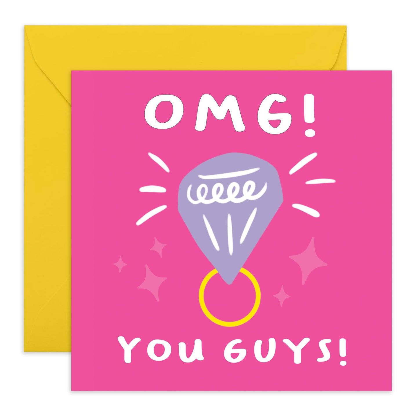 Engagement Card For Fiancé - Omg You Guys - Anniversary Card For Husband Wife - Valentine's Day Cards For Boyfriend Girlfriend Men Women - From Best Friend - Comes With Stickers By Central 23