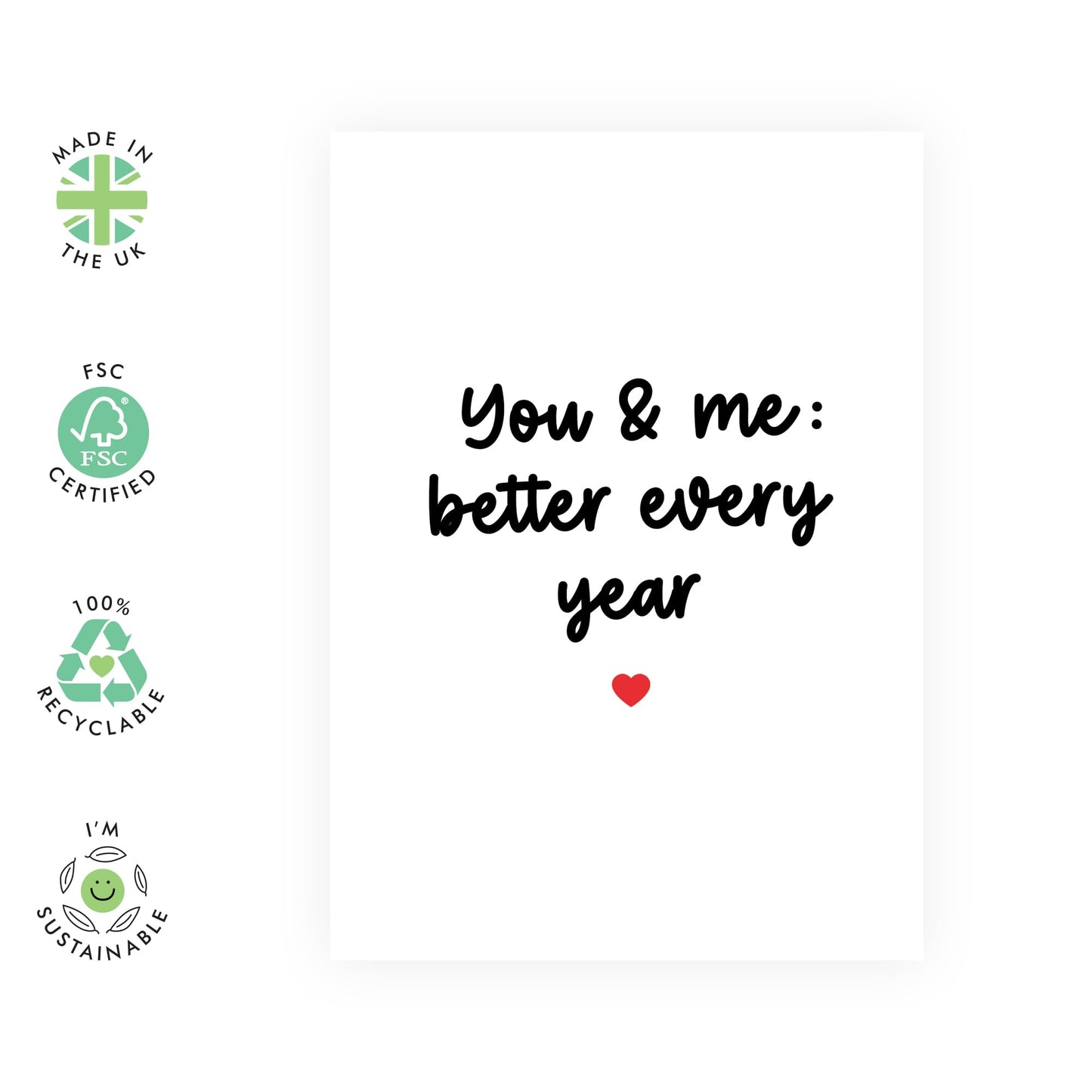 Boyfriend Birthday Card - You And Me Better Every Year - Sweet Anniversary Card For Him - For Husband Wife Girlfriend - Partner Birthday Card - Comes With Stickers - By Central 23