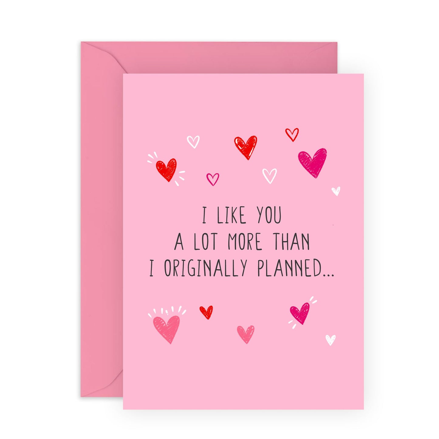 Engagement Card Funny - Like You More Than Planned - Anniversary Card For Her Him Husband Wife - Romantic Valentine Card For Girlfriend Boyfriend - Comes With Fun Stickers - By Central 23
