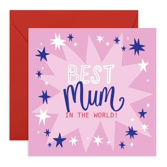 Heartfelt Card - 'BEST MUM IN THE WORLD' - For New Moms Mothers Day Card Moms Birthday From Daughter Son Husband - Appreciation Card - Perfect For Any Occasion - Comes With Stickers By Central 23
