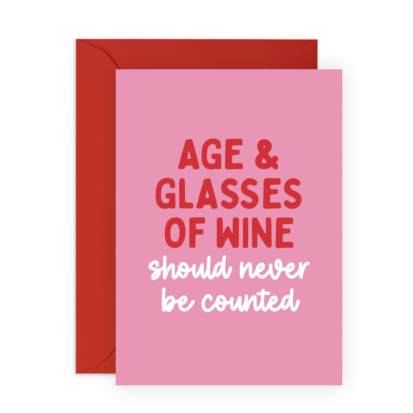 Funny Birthday Cards For Women - Age And Glasses Of Wine - Mum Birthday Card - Humorous Birthday Cards For Sister Auntie Nana - Friend Card - Comes With Stickers - By Central 23