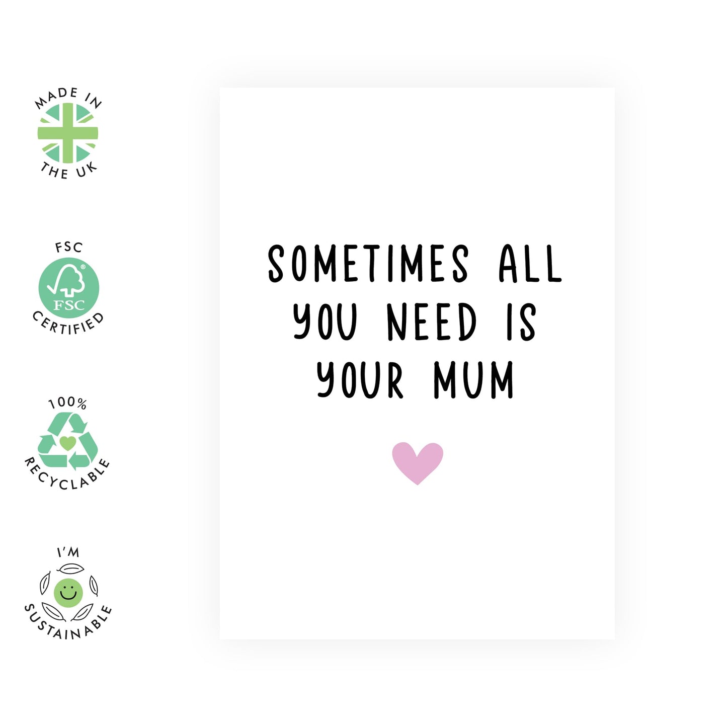 Mum Birthday Card - All You Need Is Your Mum - Mothers Day Card - Gifts For Her From Daughter Or Son - Womens Birthday Card For Mummy Step Mum - Comes With Stickers - By Central 23