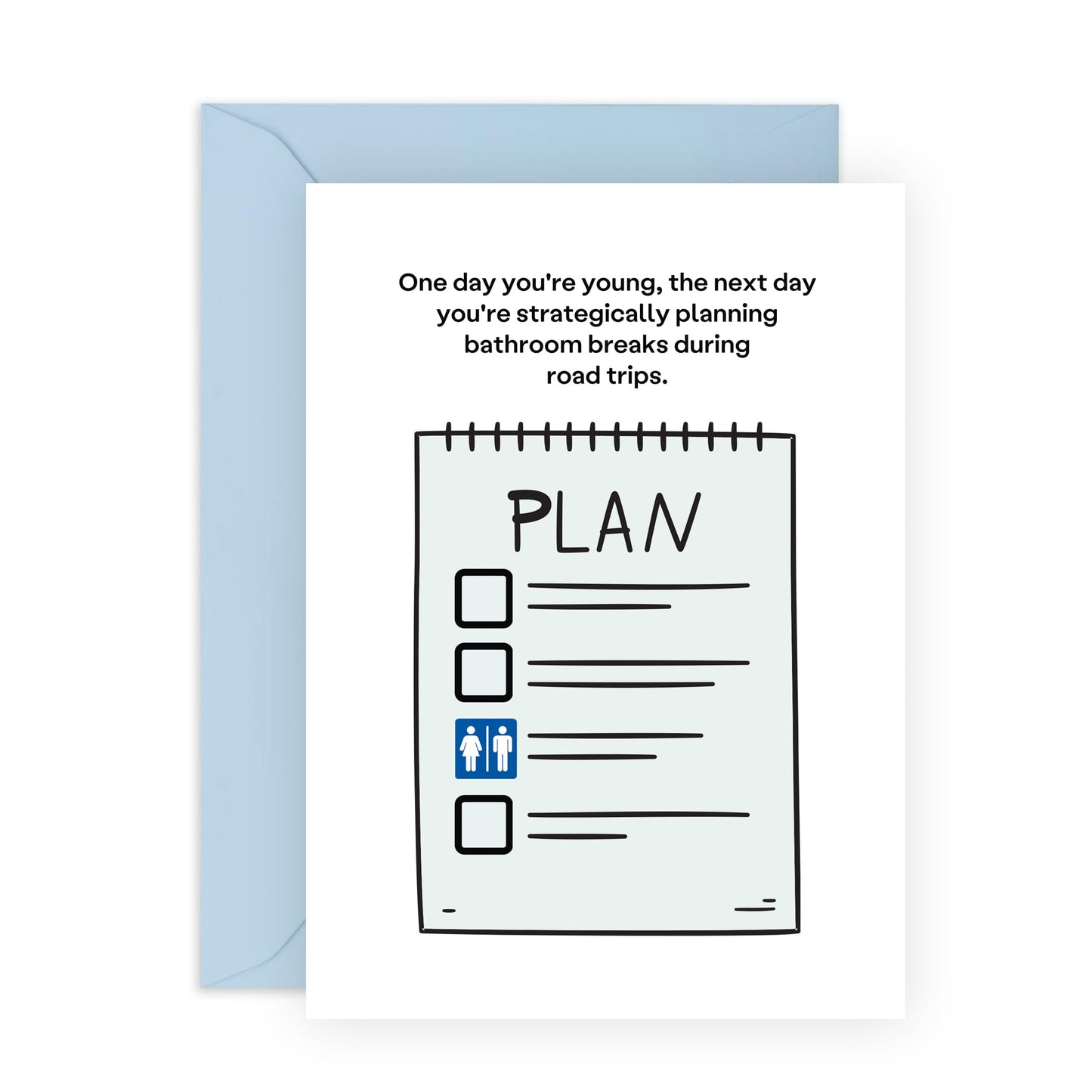Funny Birthday Card - 'ROAD TRIP BATHROOM BREAKS' - Celebrate with a Lighthearted Touch - Perfect for Adding Humor to Their Special Day - Includes Envelope and Stickers by Central 23