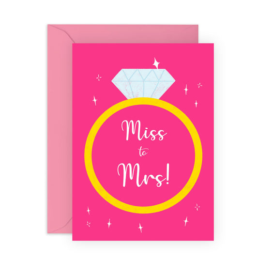 Engagement Card For Her - Miss To Mrs - Congratulations Card For Women - Congrats Gifts For Daughter Sister Friends - Love Cards For Couple Fiancee - Comes With Stickers - By Central 23