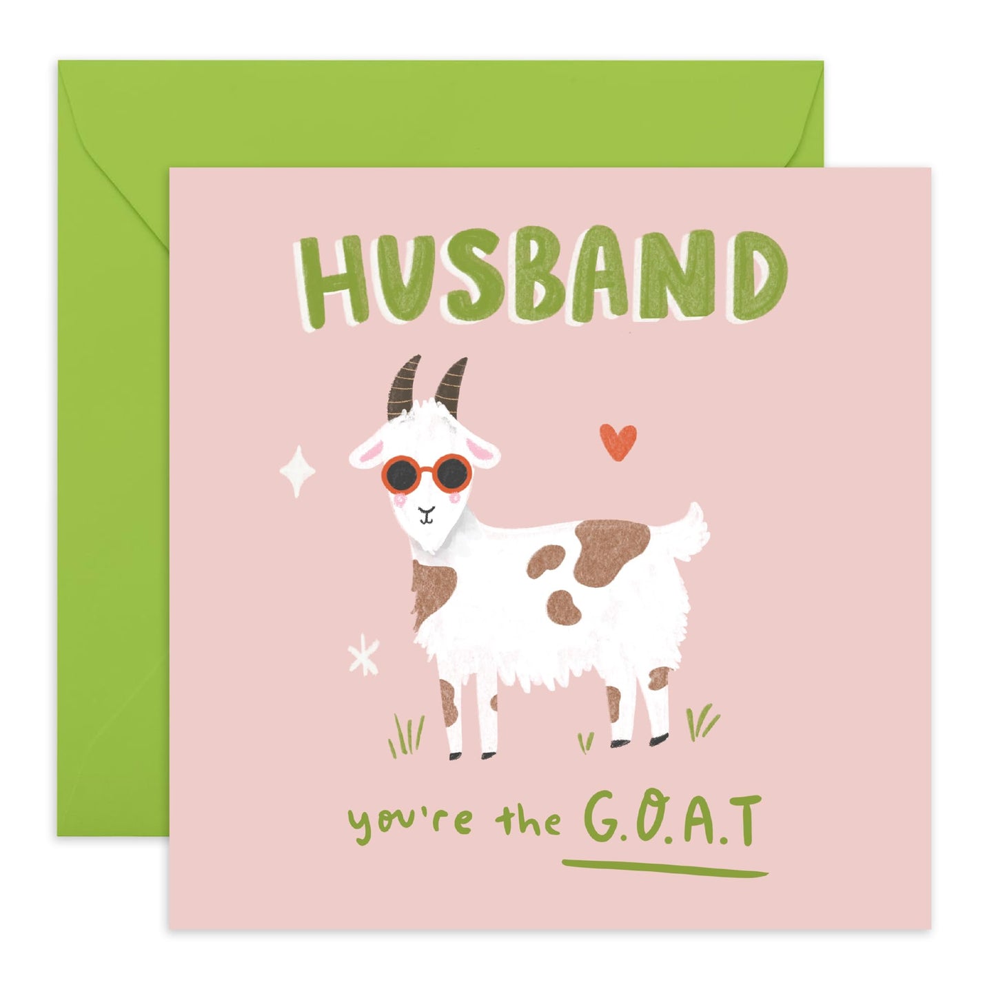 Hilarious Animal Birthday Card - 'Goat Husband' - Gifts for Him, Hubby, Fathers, Spouse, Partners, Darling, Babe, Sweetheart, Love - Greatest of All Time - Comes with Fun Stickers