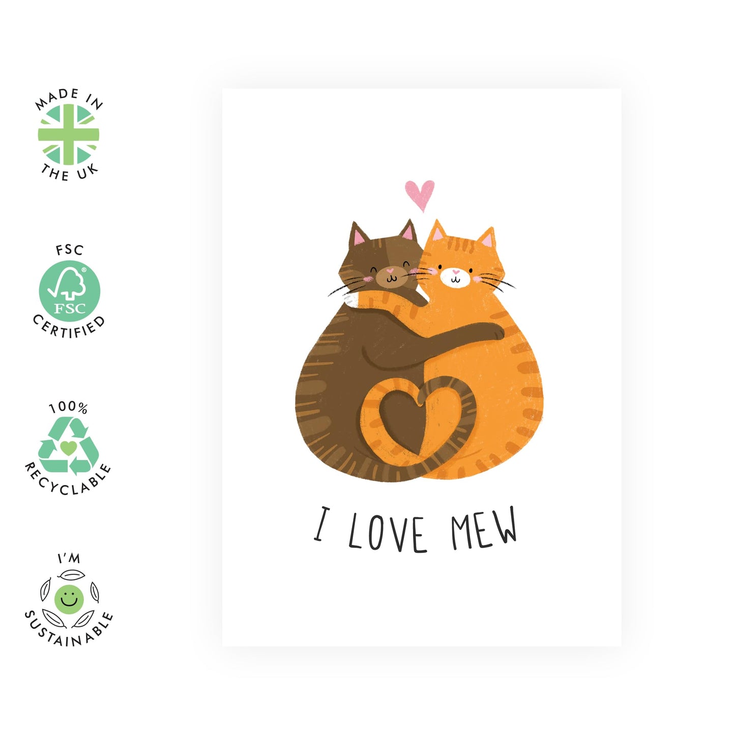 Cat Anniversary Cards For Couple - I Love Mew Cats - Sweet Love Card For Her Him Husband Wife - Cheeky Valentine Card For Girlfriend Boyfriend Fiance - Comes With Fun Stickers - By Central 23