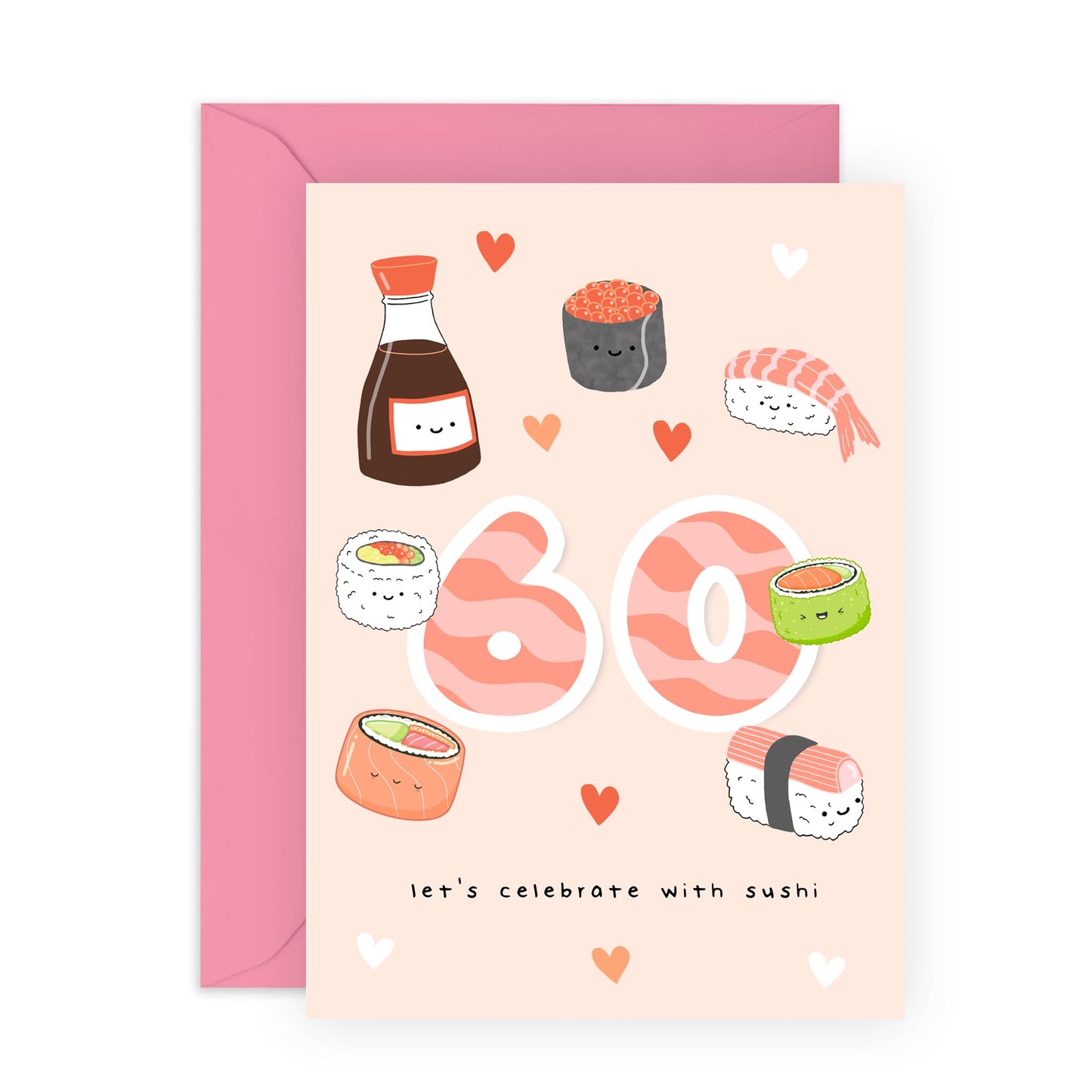 60th Birthday Card For Women - Sushi Birthday Age 60 - Mummy Birthday Greeting Card - Happy Sixtieth Birthday Cards For Grandma - Sister Friends Mum - Comes With Fun Stickers - By Central 23