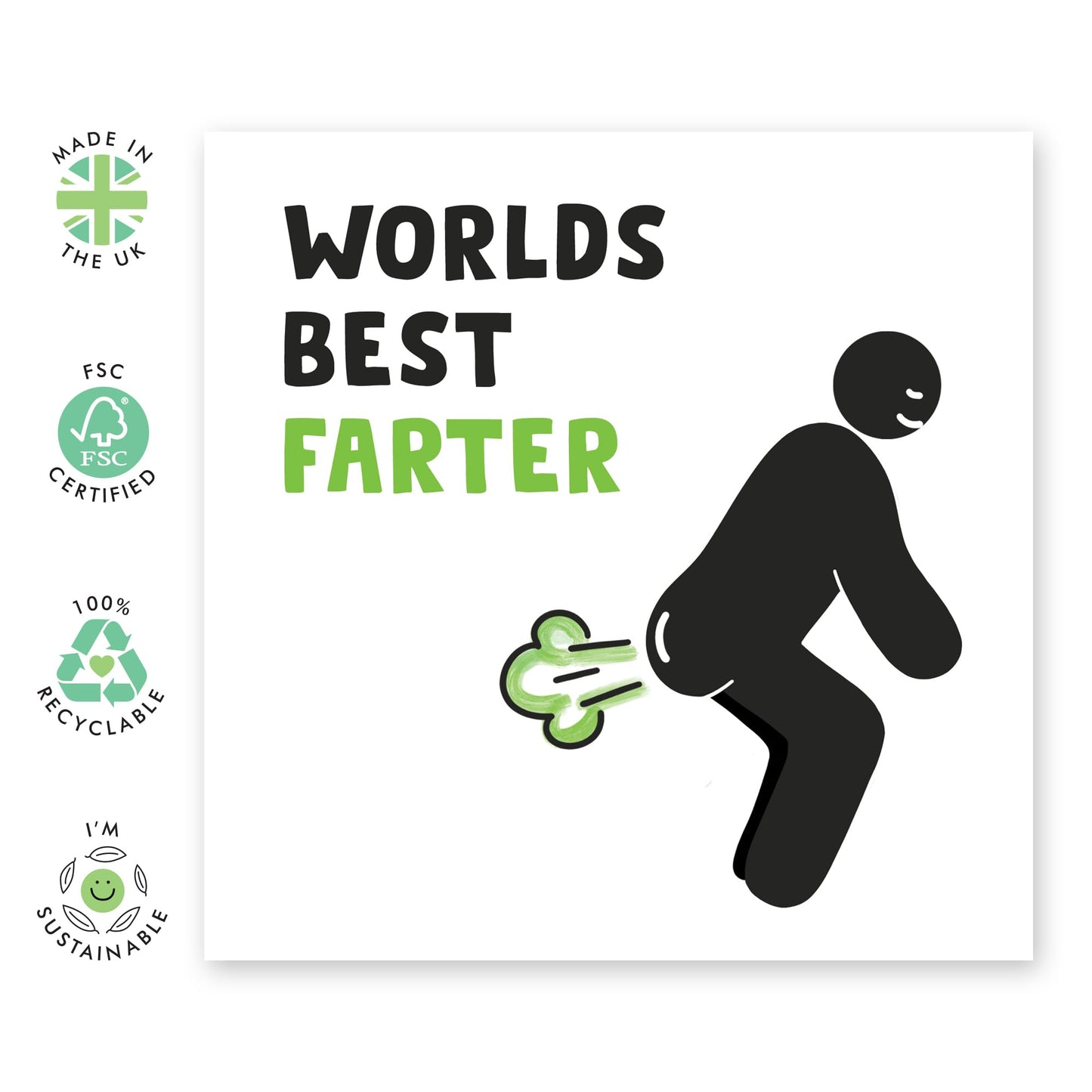 Funny Birthday Cards For Men - Worlds Best Farter - Cheeky Birthday Card For Dad Grandad Uncle Husband - Fathers Day Card - Comes With Stickers - By Central 23
