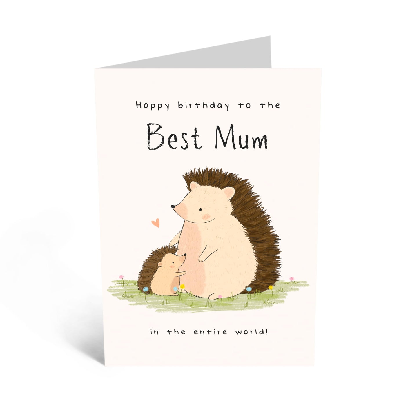 Cute Birthday Card for Her – "Hedgehog Mum" – Greeting Card for Mother, Mama, Mummy, Ma, Family - Adorable Animals - Comes with Fun Stickers