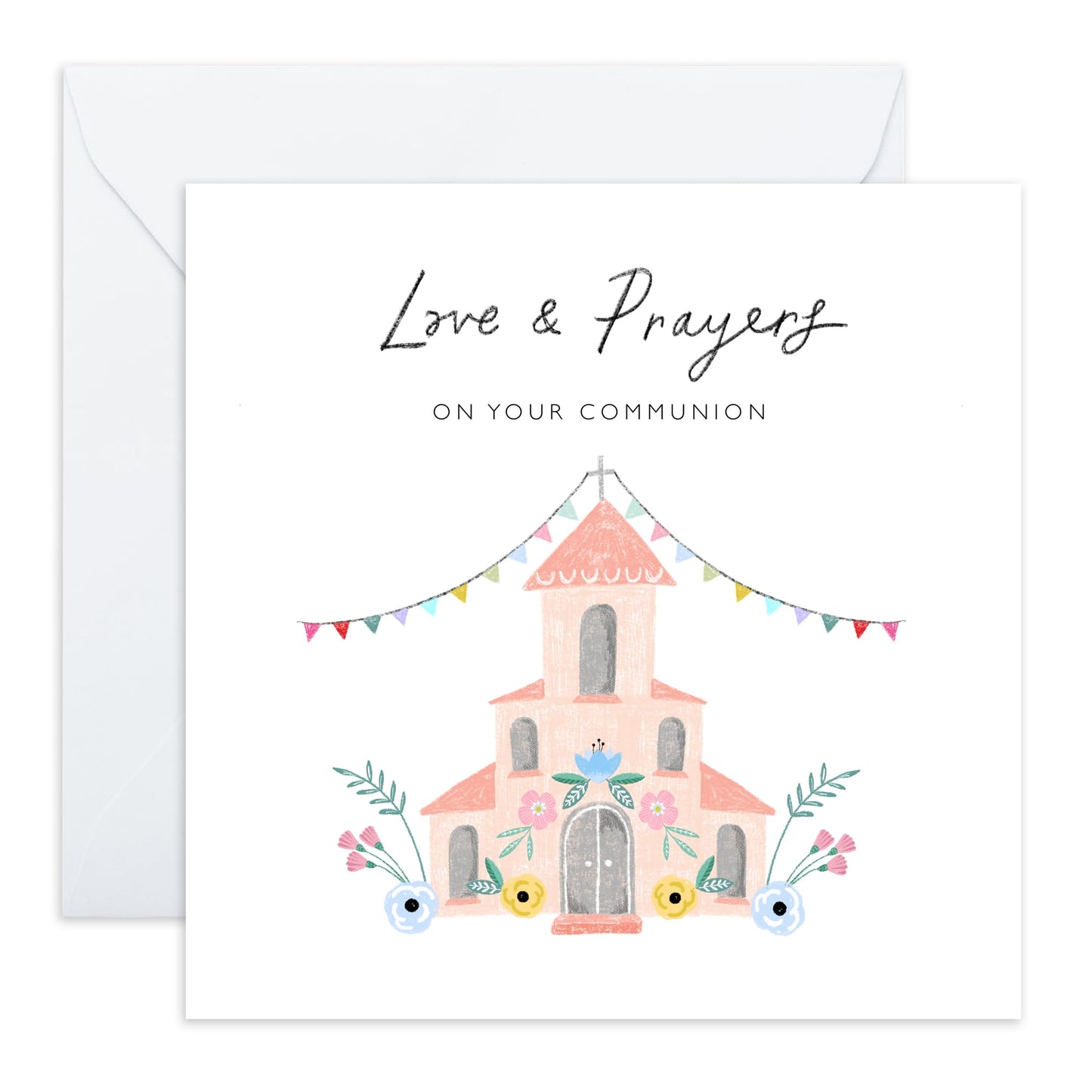 First Communion Cards For Girls - Love And Prayers On Your Communion - Religious Cards With Envelopes - Gifts For Granddaughter Goddaughter Niece Girls - Comes With Fun Stickers - By Central 23