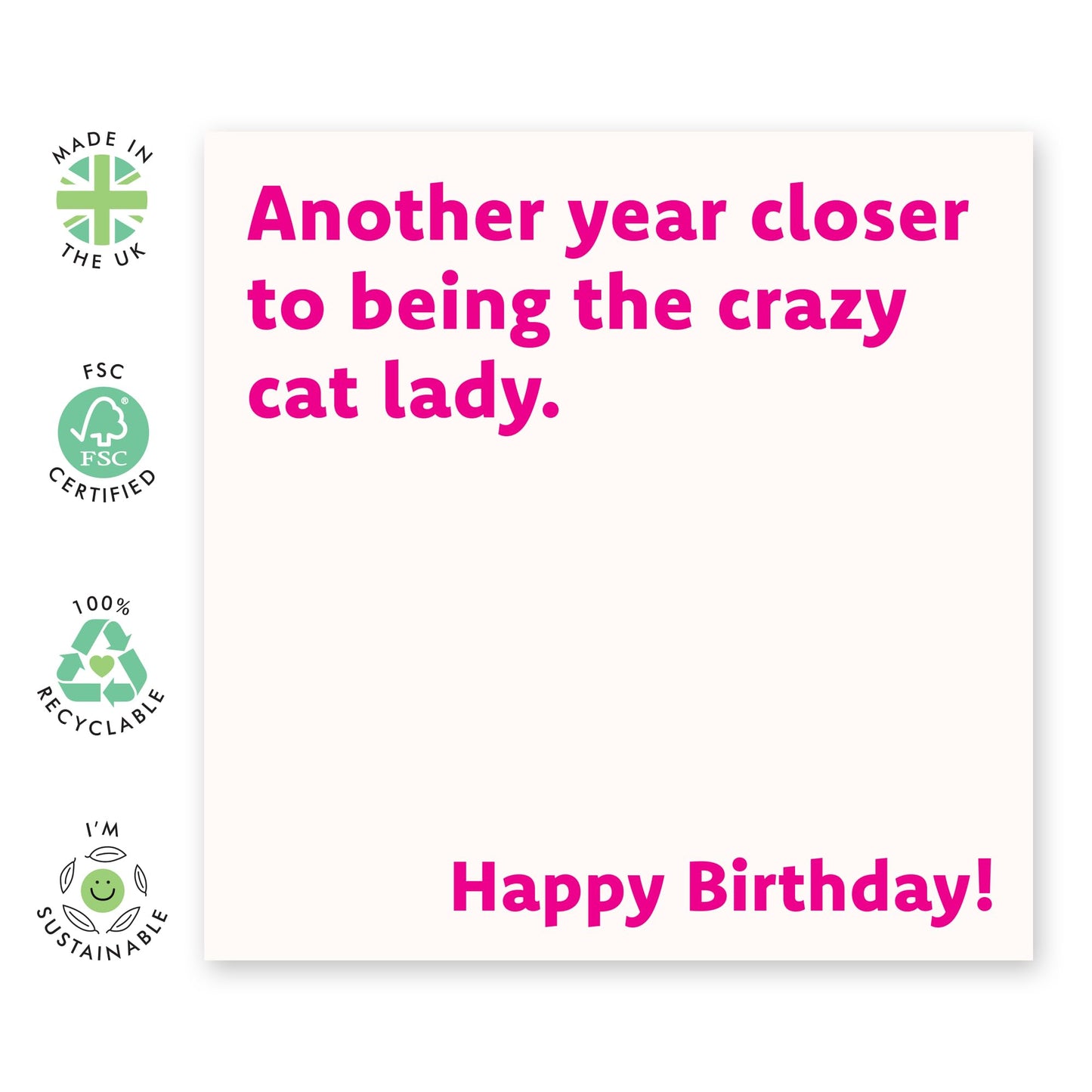 Funny Birthday Card for Ladies - 'Crazy Cat Lady' - Gifts for Bestie, BFF, Best Friend, Auntie, Colleagues, Co-worker, Girlfriend, Sister, Cousin, Her, Sis - Fur Mum - Comes with Fun Stickers