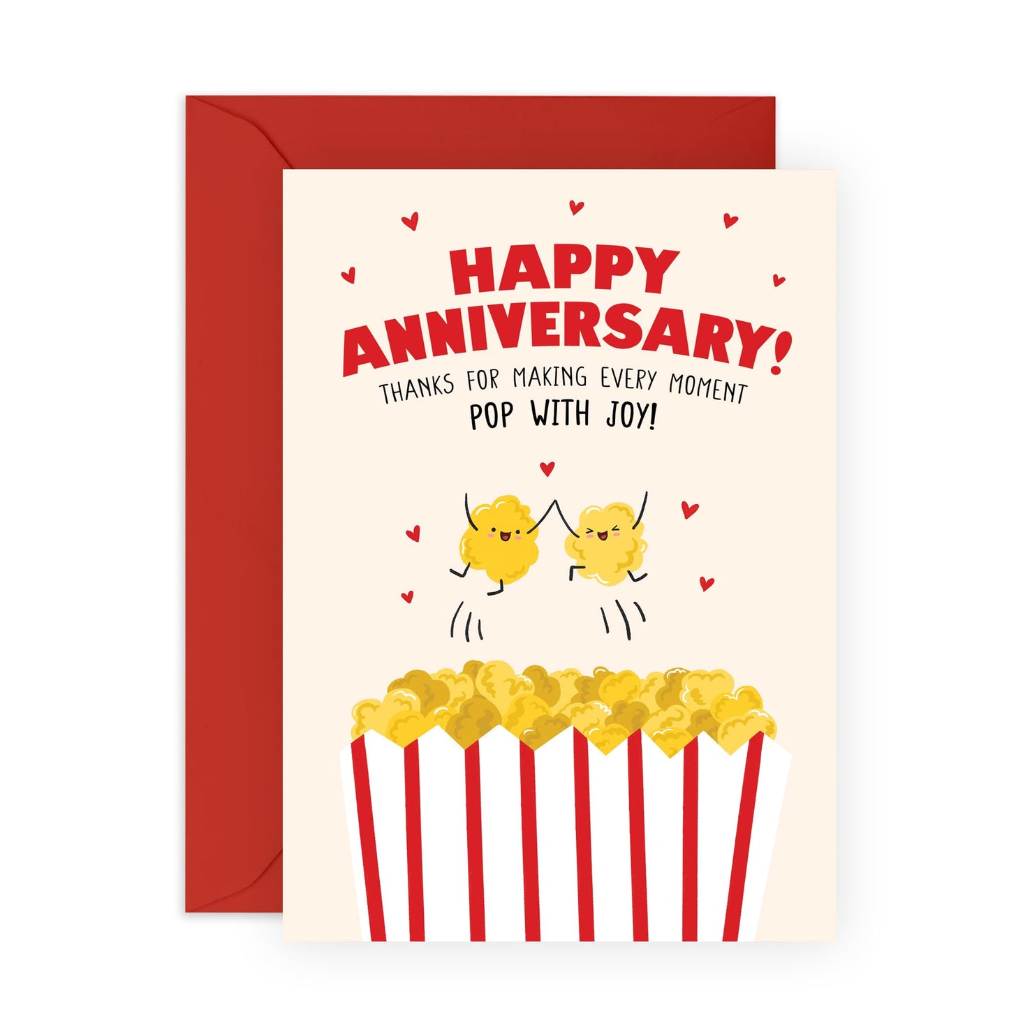 Happy Anniversary Husband Card - Every Mument Pop With Joy - Cute Food Puns - Sweet Wedding Anniversary Card For Couple Wife Partner - I Love You Gifts For Him Her - Comes With Stickers By Central 23