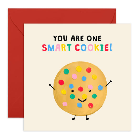 Lovely Birthday Card for Him Her - 'Smart Cookie' - Gifts for Kids, Children, Son, Daughter, Friends, Wife, Girlfriend, Mum, Husband, Boyfriend - Sweet - Comes with Stickers