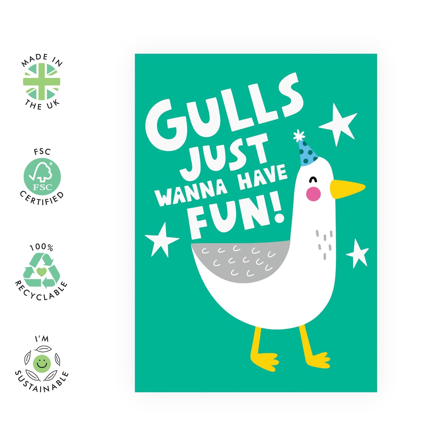 Hilarious Greeting Card - 'Gulls Just Wanna Have Fun' - Gifts for Girlfriends, BFFs, Besties, Gals, Sisters, Sis - Girls Night - Comes with Fun Stickers